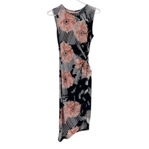 Suzy Shier  pink black Floral fitted twist sleeveless summer casual dress SP